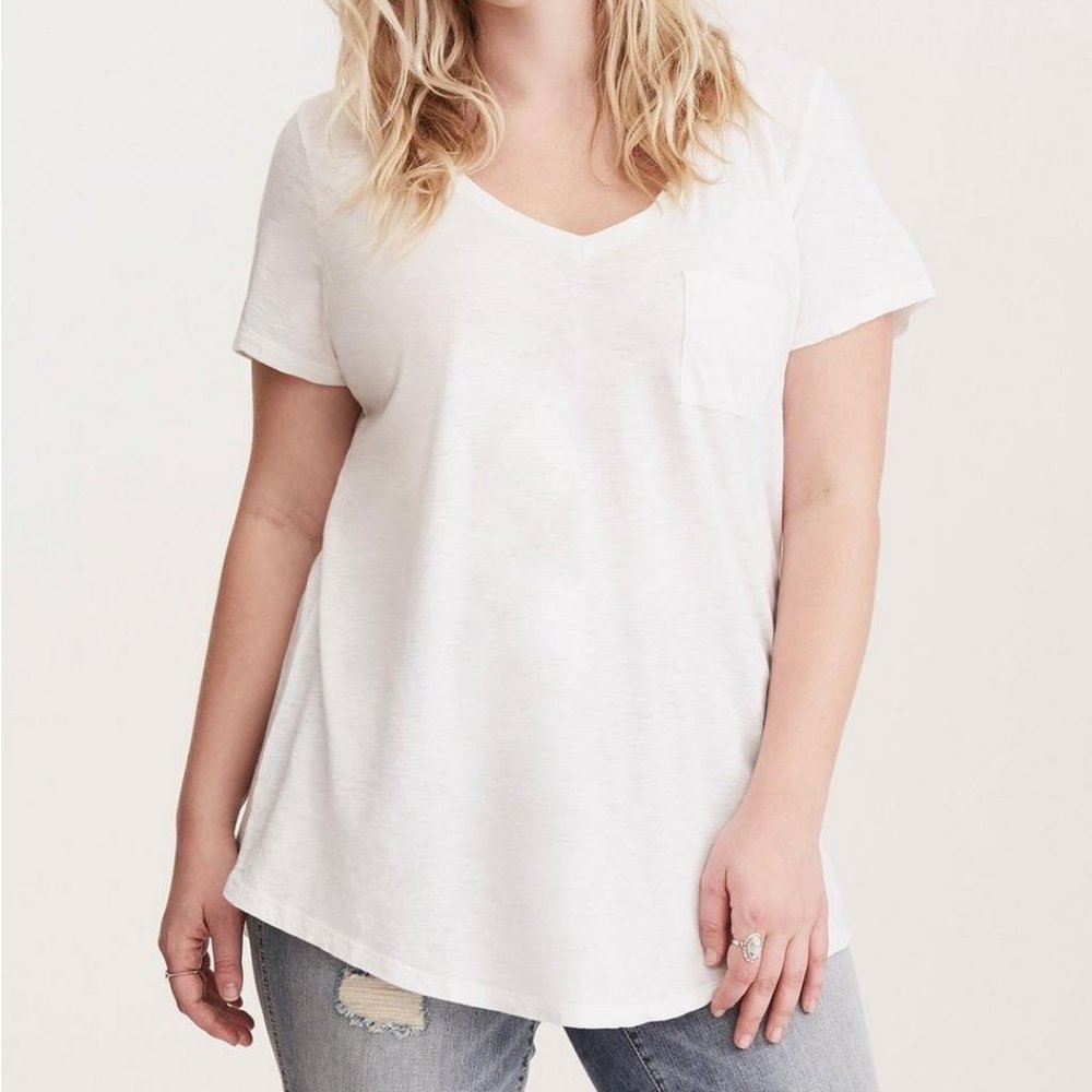 Torrid Premium White Vintage Wash V-Neck Tee size 5